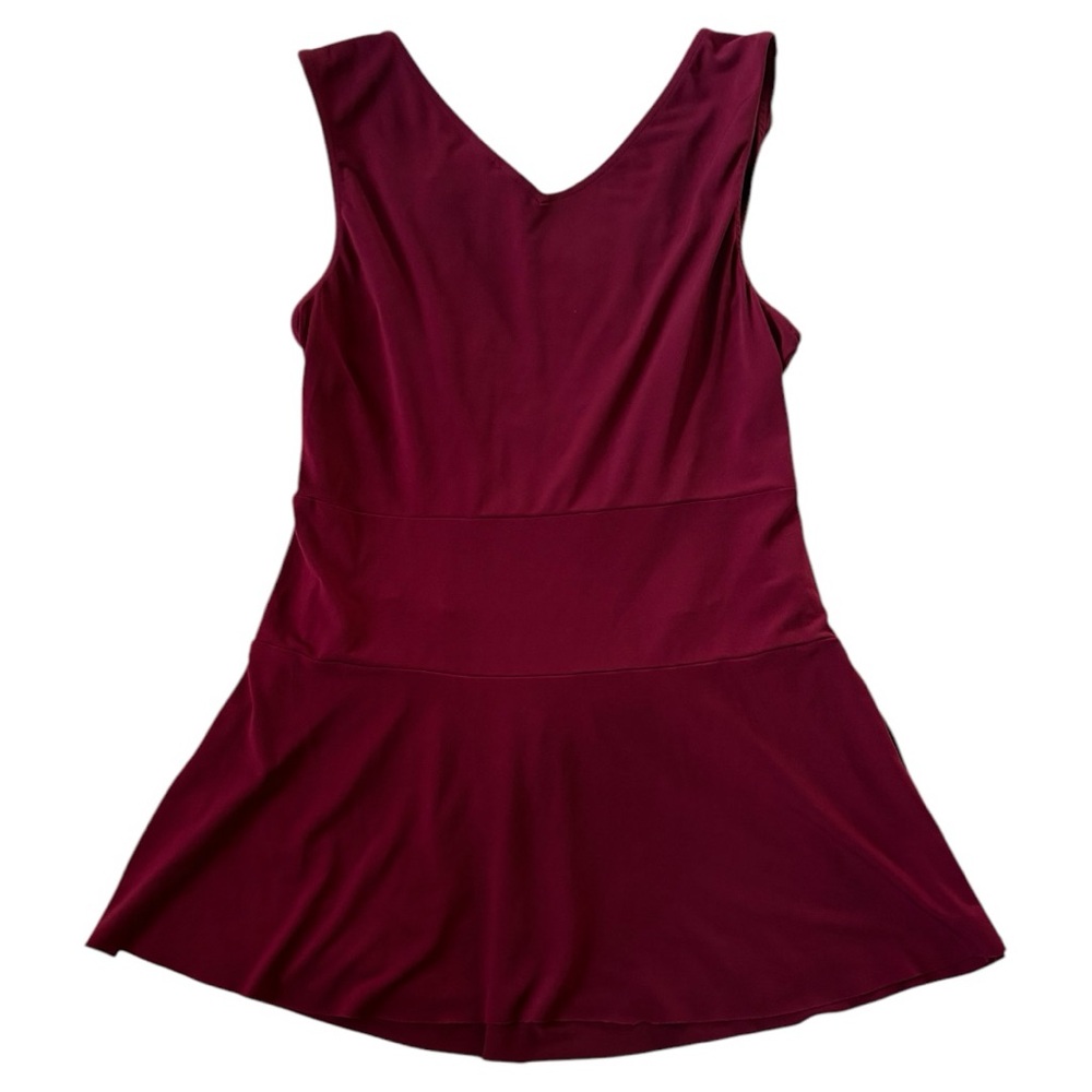 Bisou Bisou Elegant Burgundy Sleeveless Top with Belted Detail Sz XLP - Picture 5 of 5